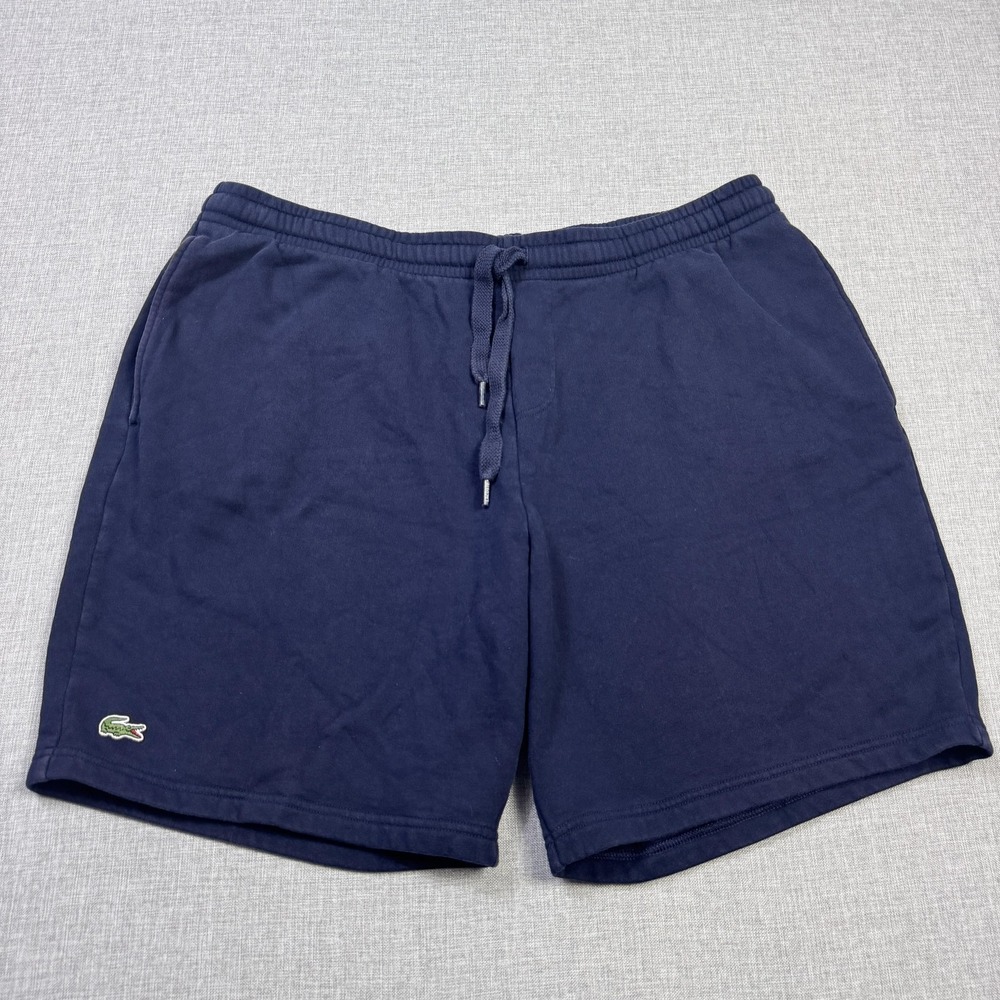 Lacoste Sport‎ Fleece Shorts Mens 2XL Blue Athletic Drawstring Pockets 7 Inseam